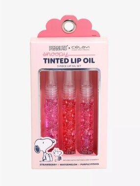 Célavi Peanuts Snoopy & Woodstock Tinted Lip Oil Set